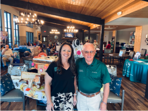 Submitted photo. AARN VP Megan Eyrich (left) and President Ron Oglethorpe attend the Appalachian Aging Resource Network (AARN) Senior Support Summit July 14-15 at Hiawassee Park in Towns County. 