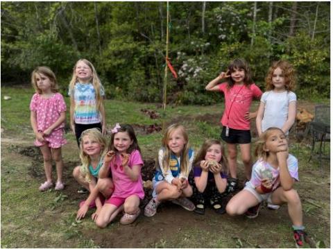 Submitted photo. Daisies of Girl Scouts Troop 10186 are engaged in planting as part of Arbor Day 2025 with Keep Rabun Beautiful. 