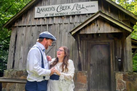 Photo taken by Enoch Autry. Conner and Megan Horn were married at Barker's Creek Mill at the Hambidge Center on Aug. 28, 2023.