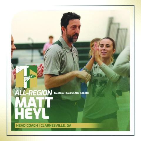 Submitted Photo. Tallulah Falls School volleyball coach Matt Heyl was named Coach of the Year in the region for the fourth consecutive year. 