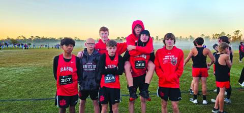 Submitted Photo. The boys cross country team from Rabun County finished 16th at the sectional meet at Jeff Davis.