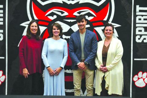 Enoch Autry/The Clayton Tribune. The annual Rabun County Schools “Teacher of the Year Banquet” was held on Nov. 10 in the high school’s Fine Arts Building. This year’s teachers of the year are (from left) Stefanie Anderson of the primary school; Sharron Littrell of the elementary school; Jacob Bennett of the middle school and April Jones of the high school. Littrell also was named the school system’s teacher of the year.