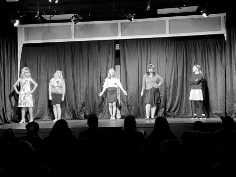 Submitted Photo. Antonella Singleton, Sara Jones, Abbie Boggs, Dannyale Williams and Johanna Haas perform “I’m a Big Girl Now” during the Fall Session Youth Theater of the North Georgia Community Players at their graduation program Saturday night, Nov. 22, at the Dillard Theater.