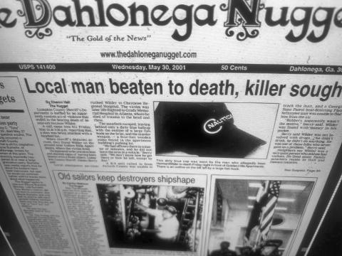 Submitted Photo. The murder of Herman Wilder was front page news in the May 30, 2001, edition of The Dahlonega Nugget newspaper.