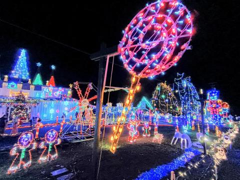 Megan Horn/The Clayton Tribune. Lollipops are featured throughout the Christmas Village of Lights display in Tiger. There’s one more weekend to go inside and support F.A.I.T.H., Friday, Dec. 19, and Saturday, Dec. 20, from 5:30 p.m. to 8:30 p.m. at 90 Tiger Connector, Tiger. 