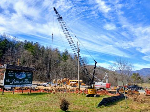 Megan Horn/The Clayton Tribune. A view of roadwork at Highway 441 and Henry Dillard Street in Dillard. Henry Dillard Street will be closed beginning March 2 while road and bridge work are completed. 