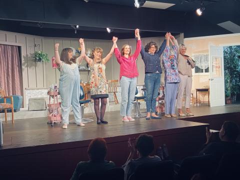 Submitted photo. Sara Jones, left, Joy Ruhe, Rose Hricko, Rebecca Bilbrey, Julie Harris and Elizabeth Truax during the first weekend’s production of Steel Magnolias. 
