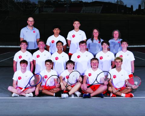 Photo courtesy Rabun County High School. The Wildcat tennis team has kept its winning ways in 2026. Back Row: Head Coach Bryan Getty, Noel Vasquez, Braylon Kelly, Assistant Coach Jenn Ramey and Assistant Coach Lara Quinn. Middle Row: Lleyton Phillips, Ashden Denning, Jack Getty, Travis Keener, Brady Darnell and Andrew Conner. Front Row: Rhett Walker, Gunner McCracken, Walker Dixon, Maxwel Cox and Kobe Smith.