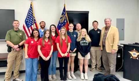 Submitted photo. The Forward Rabun Youth Leadership group visited the Rabun County Detention Center earlier this week. They spent time with Rabun County Sherriff Mark Gerrells and K9 officer Spike. 