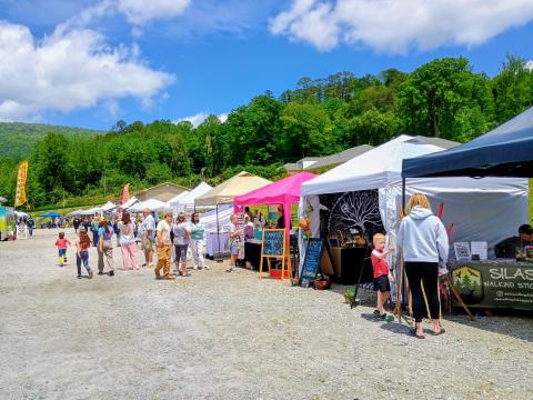Megan Horn/The Clayton Tribune. Visitors welcome Spring and attend the May 9 Of These Mountains Spring MarketPlace. 