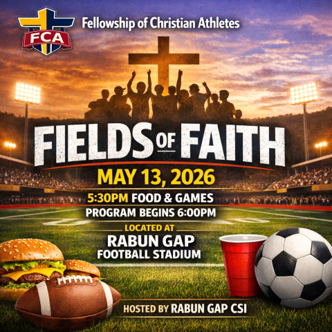 Rabun County FCA and Rabun Gap CSI are hosting the annual 'Fields of Faith' event May 13
