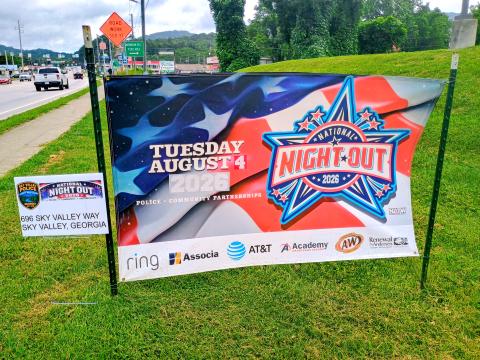 Megan Horn/The Clayton Tribune. Community members are invited to attend National Night Out 2026 hosted by the Sky Valley Police Department and build community partnerships on Tuesday, Aug. 4, from 5 to 8 p.m. at 696 Sky Valley Way, Sky Valley. The event and its activities are free to the public. 