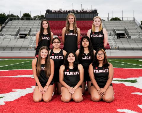 Submitted Photos.  The Lady Cats cross country team is projected to again be led by Kinley Jones, who now is a sophomore. Front Row: (From left) Jayden Griggs, Esmerelda Antonio Hernandez and Saray Rodriguez. Middle Row: Teresa Ruiz and Kimberly Martinez-Lachino. Back Row: Kinley Jones, Elizabeth Hilson and Savannah Crouch.