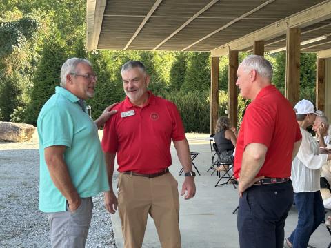 Photos courtesy Rabun County Republican Party. Rabun County Commissioner Tom Garrison, left, District 10 State Rep. Victor Anderson and Forward Rabun President Rick Story share a moment.