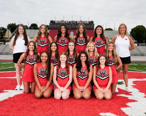 Submitted photo. In her last year as the head coach, Cristina Weber will have the RCHS varsity cheerleaders inspiring Wildcat Nation during football in the fall and basketball in the winter. Front Row: (From left) Kinley Burtch, Natalee Woodruff, Ella Weber and Mattie Dixon. Middle Row: Cayden Spivey, Kate Church, Kyleigh Kapherr-Coffey, Makayla Burrell and Bailey Weber. Back Row: Coach Katie Speed, Sophie Provance, Gracie Dunn, Peyton Jones and Emma Krivsky and Head Coach Christina Weber.