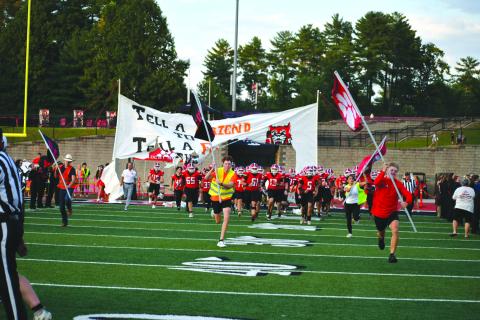 Enoch Autry/The Clayton Tribune. The Rabun County Wildcats run out onto the field to begin their 2026 campaign. RCHS would defeat visiting Metter 27-23 as former coach Lee Shaw brought his Tigers to Tiger.