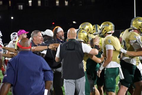 Wesley Branch/The Clayton Tribune. Rabun Gap and Providence Day players and coaches have to be separated after a scuffle in the handshake line after the game ended. RGNS and PD have faced each other for the state championship in two of the last three seasons.