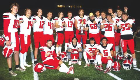 Photo courtesy of Von Watts. Rabun County retained the Region 8-AA championship on Oct. 28, 2021, scoring eight first-half touchdowns while dominating Union County in Blairsville. Gunner Stockton is pictured on the left with his teammates during his senior year at RCHS. Stockton’s UGA season will begin on Saturday, Sept. 4.