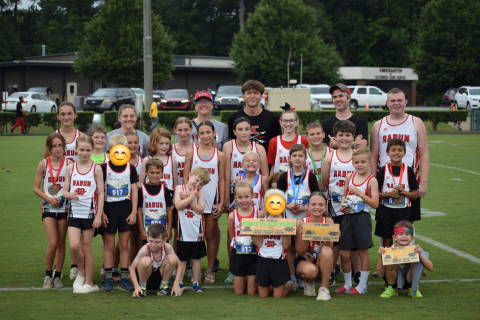 Submitted Photo. Pictured are some of Rabun County Recreation Department cross country runners after the first meet at Athens Christian.