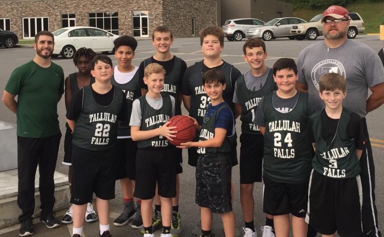 Shown, in front, from left, are Rylee Smith of Turnerville, Tanner Davis of Cornelia, Merrick Carnes of Cornelia, Tate Turpin of Eastanolee and TJ Cox of Cornelia; back row, from left, coach Anthony Cox, KC  Respress-Young of Cleveland, Elijah Barker of Eastanolee, Teryk Tilley of Tallulah Falls, Sam Ketch of Clarkesville, Jackson Carlan of Baldwin and coach Tom Tilley. (Tallulah Falls School)