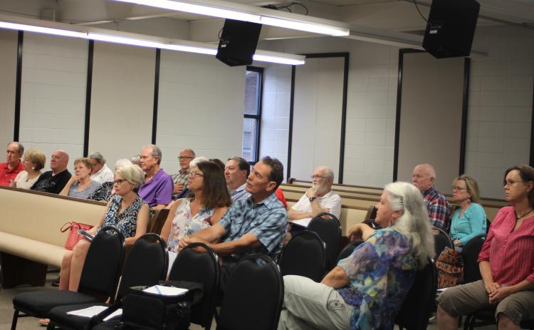 Megan Broome/The Clayton Tribune. Members of the community participate in discussion about what to put in the Rabun County Joint Comprehensive Plan at a meeting at the Clayton Municipal Complex on Monday. This was one of several scheduled meetings in different municipalities.