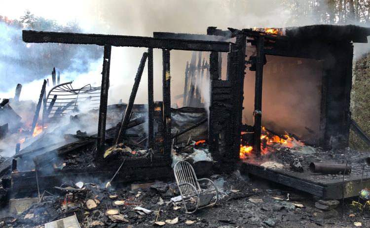 Photo courtesy Rabun County Fire Services. Emergency personnel were dispatched to a fully involved structure fire at 103 Speed Hollow Lane in the Warwoman community on Monday around 4:07 p.m.