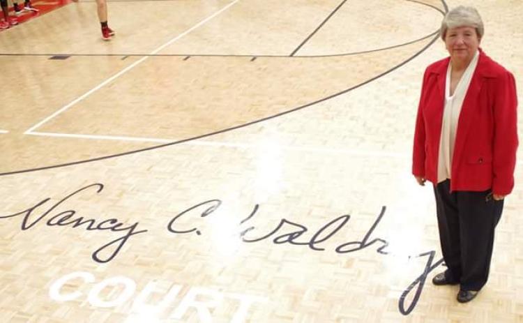 (Submitted photo) Paulding County High students compete on the Nancy C. Waldrep Court after a special January ceremony honoring the Clayton native, who was the PCHS girls basketball coach for 27 years.