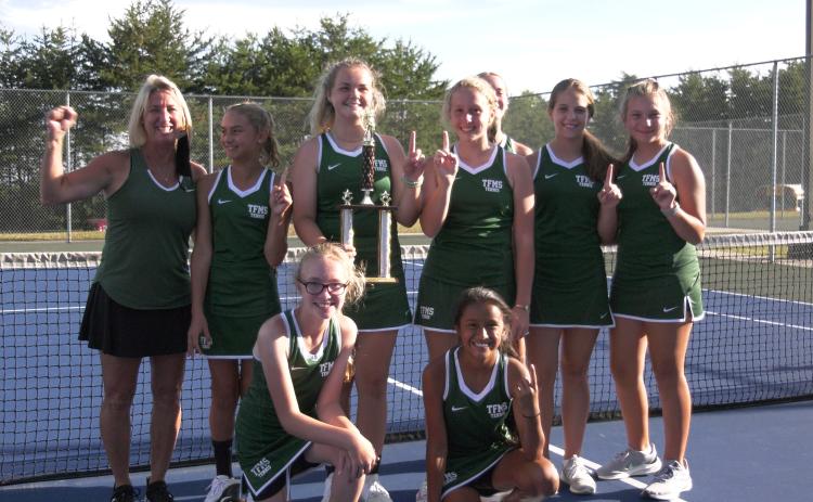 Photo courtesy Tallulah Falls School. The Tallulah Falls girls middle-school tennis team won league championships earlier this month.
