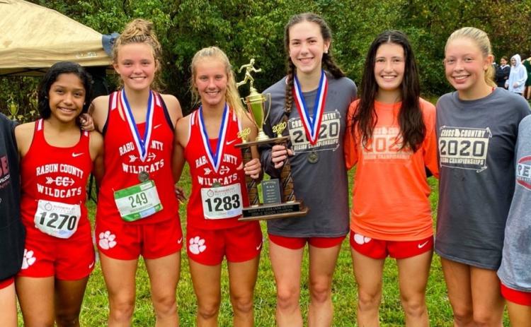 Submitted photo The Rabun County High School girls cross-country team won the Region 8-AA championship last week. Molly Jo Wright won individual honors, while teammates Lucy Hood and Christina Gergeni finished third and fifth.