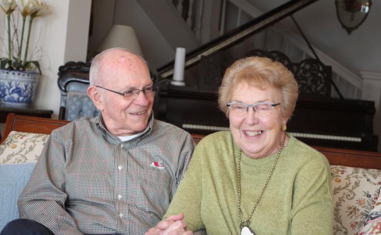 Megan Broome/The Clayton Tribune. Alton and Mary Story were married on June 20, 1965 after growing up together in Clayton. They said that they are best friends and the secret to being married for 55 years is to remember why you got married in the first place.