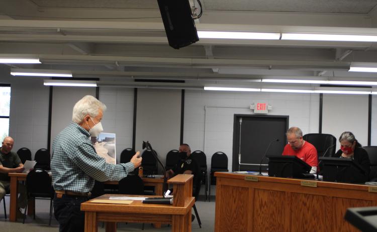 Megan Broome/The Clayton Tribune. Ray Pagano requested a sidewalk variance for a Main Street building he wants to purchase for a new downtown business.