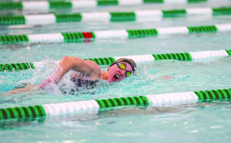 Photo courtesy of Austin Poffenberger. Montgomery Dampier was among the Tallulah Falls swimmers to take a top-three finish in their individual events at “Shiver Me Timbers.
