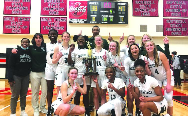 TFS Athletics. The Tallulah Falls Lady Indians proudly display the girls basketball program’s first-ever region tournament championship Tuesday night after a 47-38 win against Prince Avenue Christian at George Walton.
