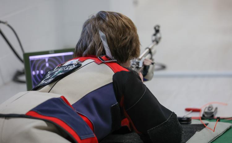 Photo by Austin Poffenberger. Andrew Erwin takes aim for the Tallulah Falls Precision Rifle team.