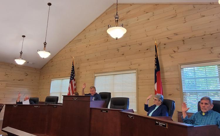 Megan Broome/The Clayton Tribune. Tiger Town Council members vote to pass a moratorium on non-traditional developments, effective until Oct. 1, 2022.
