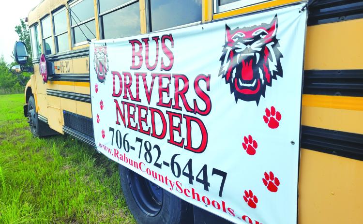 Megan Broome/The Clayton Tribune. Rabun County Schools Transportation Department will hold an open house for anyone interested in driving a bus on Thursday, June 9, from 5-7 p.m. at the Bus Shop, 385 Wildcat Pride Way, Tiger.  Full and part-time positions are available.