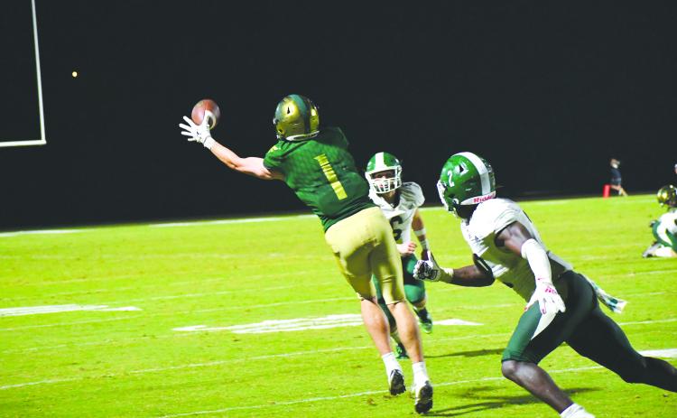 Luke Morey/The Clayton Tribune. Rabun Gap junior Trey Horne hauled in a one-handed catch that he took to the house for the game-winning touchdown.