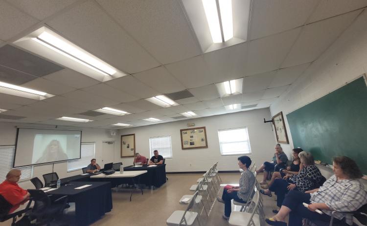 Megan Broome/The Clayton Tribune. Residents and council members attend the first public hearing of the FY 2022 proposed millage rate increase on Aug. 25. Residents attended in person and via teleconference. The proposed millage rate is 6.620 mills.