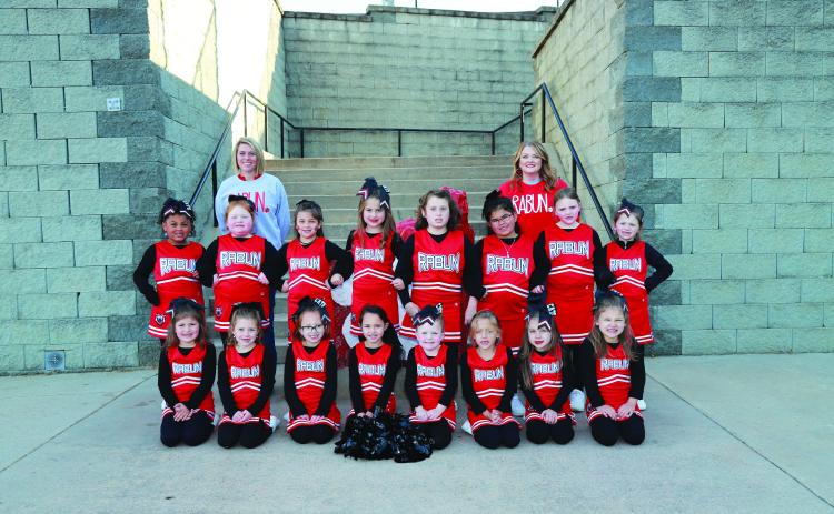 6U cheerleaders, coached by Makinzy Long: Marlee Carnes; Maddie Chapman; Alli Dickerson; Brayleigh Farmer; Anesa Flores; Caroline Frady; Aliyah Justus; Mila Long; Khloe Mooney; Bexley Murphy; Jayde Parker; Ellyson Phillips; Blakely Robinson; Alana Smith; Naya Tyler; Blakelyn Weaver; and Marla Webb.