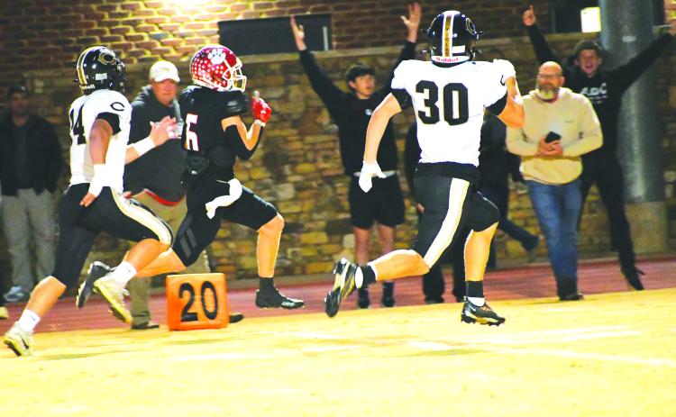Luke Morey/The Clayton Tribune. Senior three-star wide receiver Jaden Gibson breaks away for a 58-yard touchdown against Commerce on Oct. 28. RCHS will host Dade County on Friday, Nov. 11, at 7:30 p.m. for the first round of the GHSA Class A Division I state playoffs.