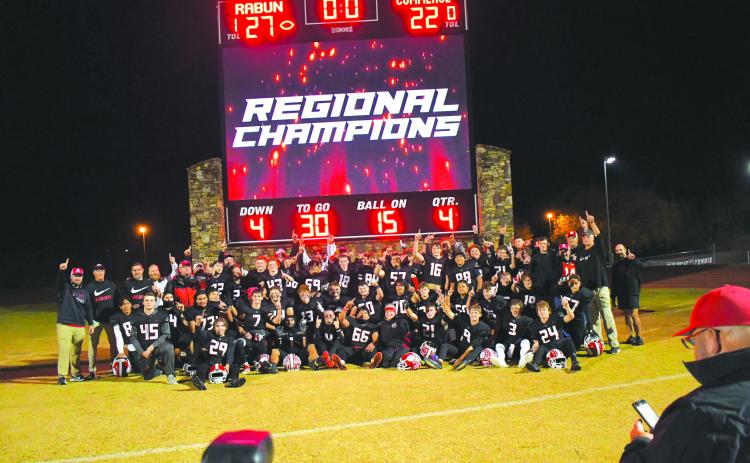 Enoch Autry/The Clayton Tribune. The No. 3-ranked RCHS Wildcats completed a perfect 10-0 regular season with their 27-22 win over visiting Commerce on Oct. 28 for the school’s ninth consecutive region championship. RCHS, a state playoff No. 1 seed who has won 50 straight region games, now awaits the yet-to-be-determined No. 4 seed from Region 7 for the Class A Division I postseason opener on Nov. 11 in Tiger.
