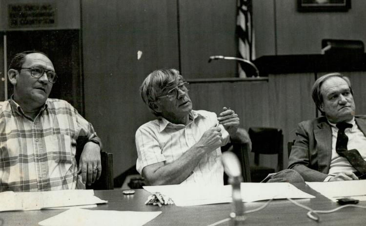 Submitted photo. Max Watts, center, served as a Rabun County Commissioner for 24 years.