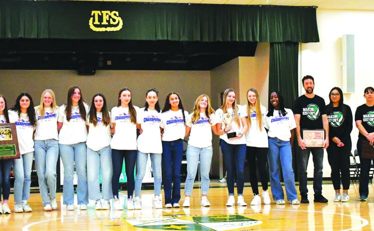 Luke Morey/The Clayton Tribune.  The Lady Indians volleyball team became the first team in school history to win a state title with a 35-11 record as well as eight victories over state-ranked teams.