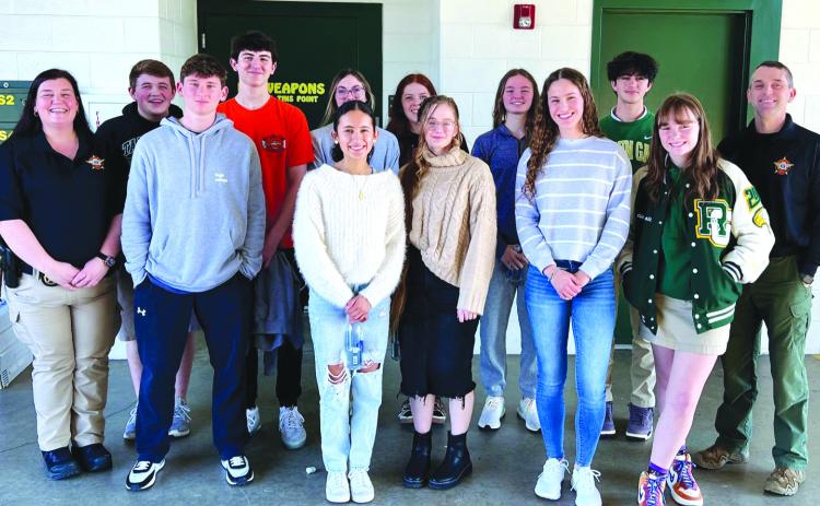 Submitted photo. Pictured (from left) are:  FRONT ROW:  Hayden Deslich, Itzia Vasquez Ramos, Aliye Coker, Georgia “Dani” Prince, Lacie Scott and Chief Deputy Scott Cheek. BACK ROW:  Capt. Beth Darnell, Andrew Whittle, Trent Thompson, Anna Raye Darnell, Savannah Sanchez, Lucy Hood and Sean Zavala.