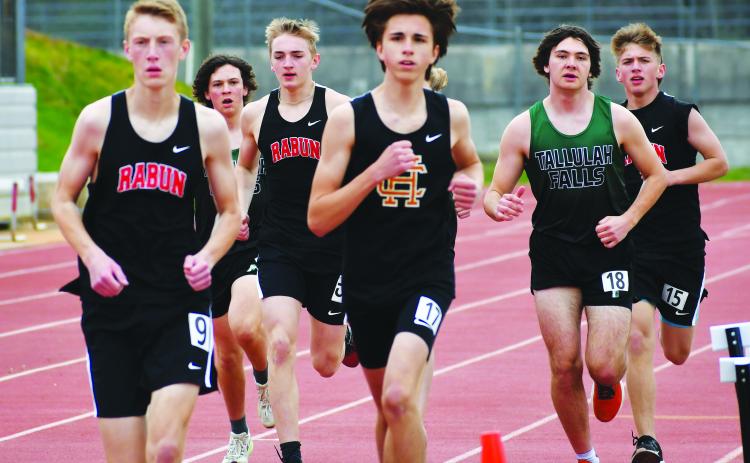 Luke Morey/The Clayton Tribune. RCHS sophomore G.B. Anderson took second place in the 3200-meter run at a meet with Commerce and Oglethorpe County on Thursday, March 30.