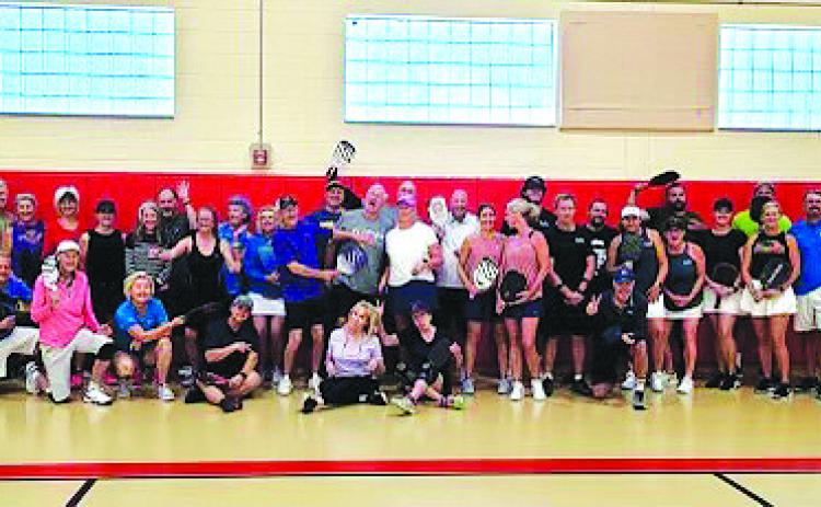 Submitted photo. Forty total pickleball players -- 20 from Rabun County and 20 from Habersham -- combined for the Battle of the Gorge. During the event, the Rabun Pickleball Club raised money for the Sid Weber Memorial Cancer Fund. Between the 40 participants and the spectators, the group raised $864 for the memorial fund.
