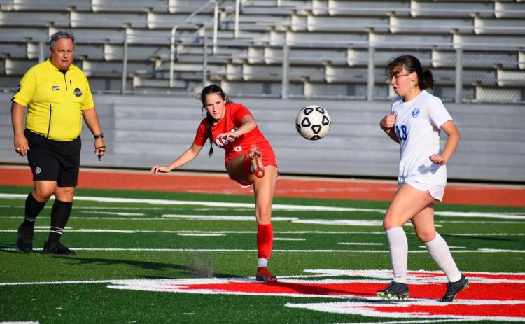 Wade Cheek/The Clayton Tribune. RCHS senior Keygan Antosiak during the RCHS girls soccer team's second round Georgia state playoff game versus Atlanta International; the Lady Cats fell 3-0.