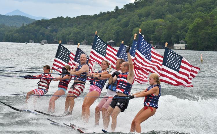 Enoch Autry/The Clayton Tribune. The Ski Patriots again brought their own version of patriotism to Lake Burton as water skiers went around the 27-mile trek of the lake on Sunday, July 7.