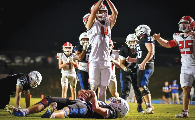 Wade Cheek/The Clayton Tribune. RCHS junior linebacker and running back Noah English had seven tackles and a forced safety to help Rabun County defeat Banks County 31-9 on Friday, Sept. 20. RCHS is now 4-1 and are 1-0 in region play.