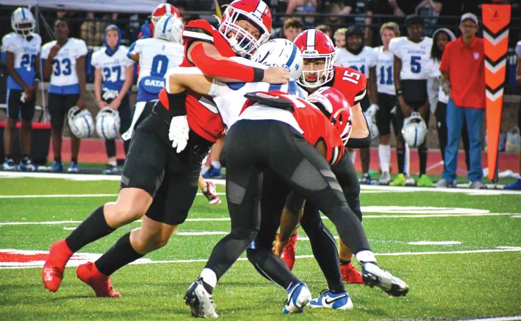 Wade Cheek/The Clayton Tribune. Ethan Hopper and the Wildcat defense stood tall against Bremen to win 24-21 last Friday, Sept. 13. Hopper recorded five tackles in the win.
